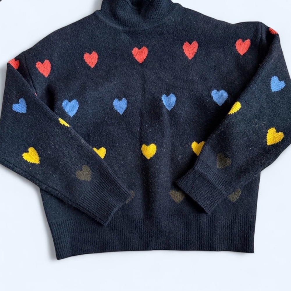 THML Heart Patterned Black Sweater